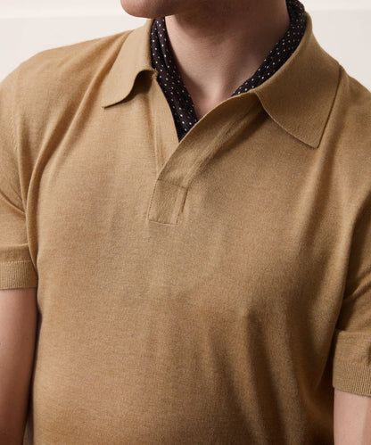 Todd Snyder Silk-Cashmere Montauk Sweater Polo in Beach Walk Beach Walk