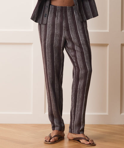 Todd Snyder Linen Beach Pant in Burgundy Stripe Burgundy Stripe