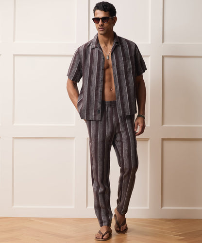 Todd Snyder Linen Beach Pant in Burgundy Stripe Burgundy Stripe