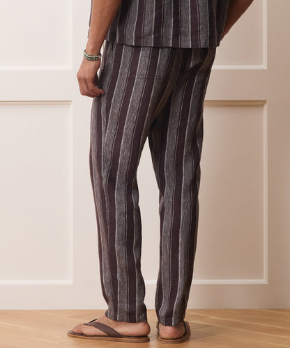 Todd Snyder Linen Beach Pant in Burgundy Stripe Burgundy Stripe