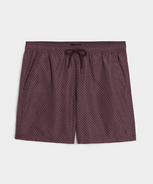 Todd Snyder 5" Montauk Swim Trunk in Merlot Merlot Geo