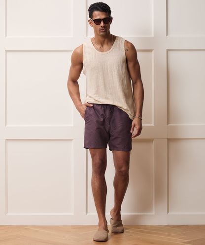 Todd Snyder 5" Montauk Swim Trunk in Merlot Merlot Geo