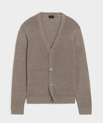 Todd Snyder Linen Cardigan in Weathered Timber Weathered Timber