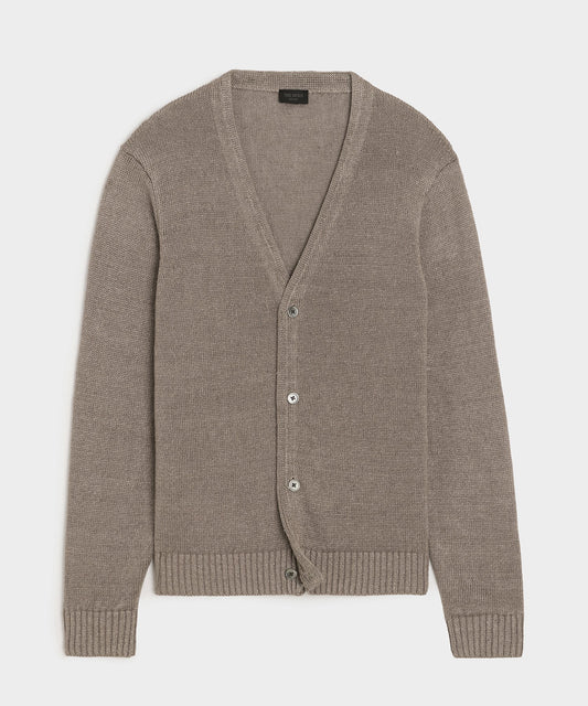 Todd Snyder Linen Cardigan in Weathered Timber Weathered Timber