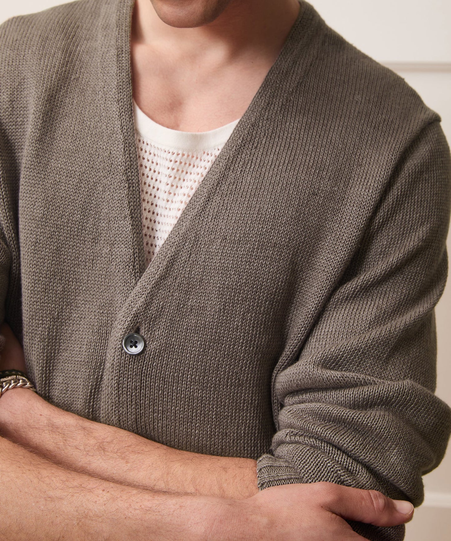 Todd Snyder Linen Cardigan in Weathered Timber Weathered Timber
