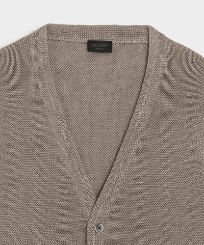 Todd Snyder Linen Cardigan in Weathered Timber Weathered Timber