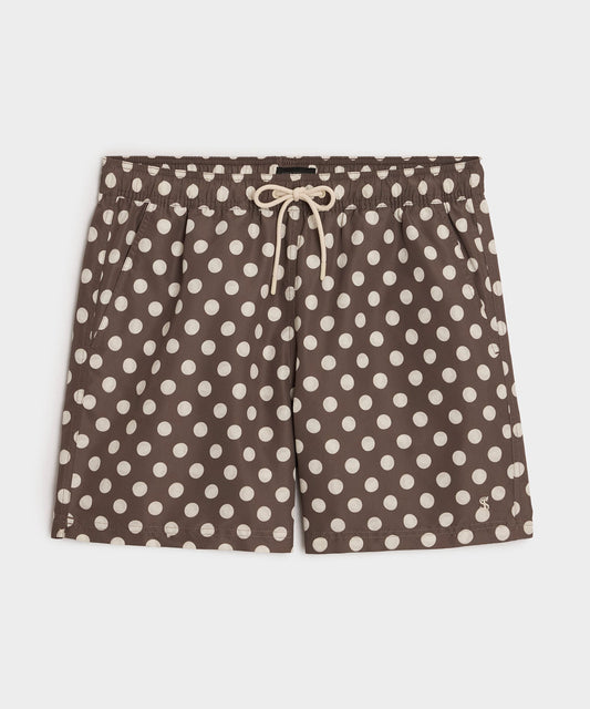 Todd Snyder 5" Montauk Swim Trunk Brown Dot