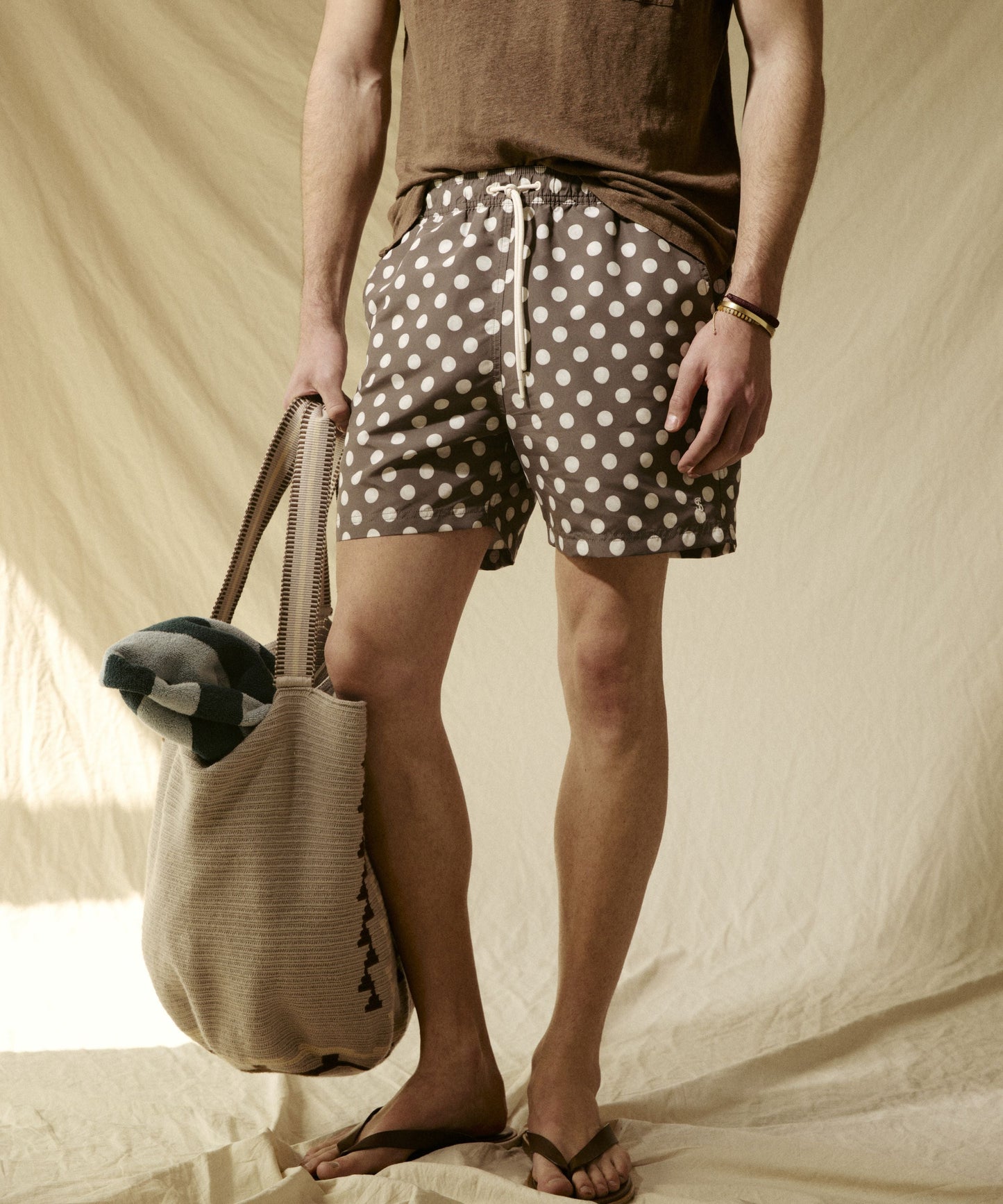 Todd Snyder 5" Montauk Swim Trunk Brown Dot