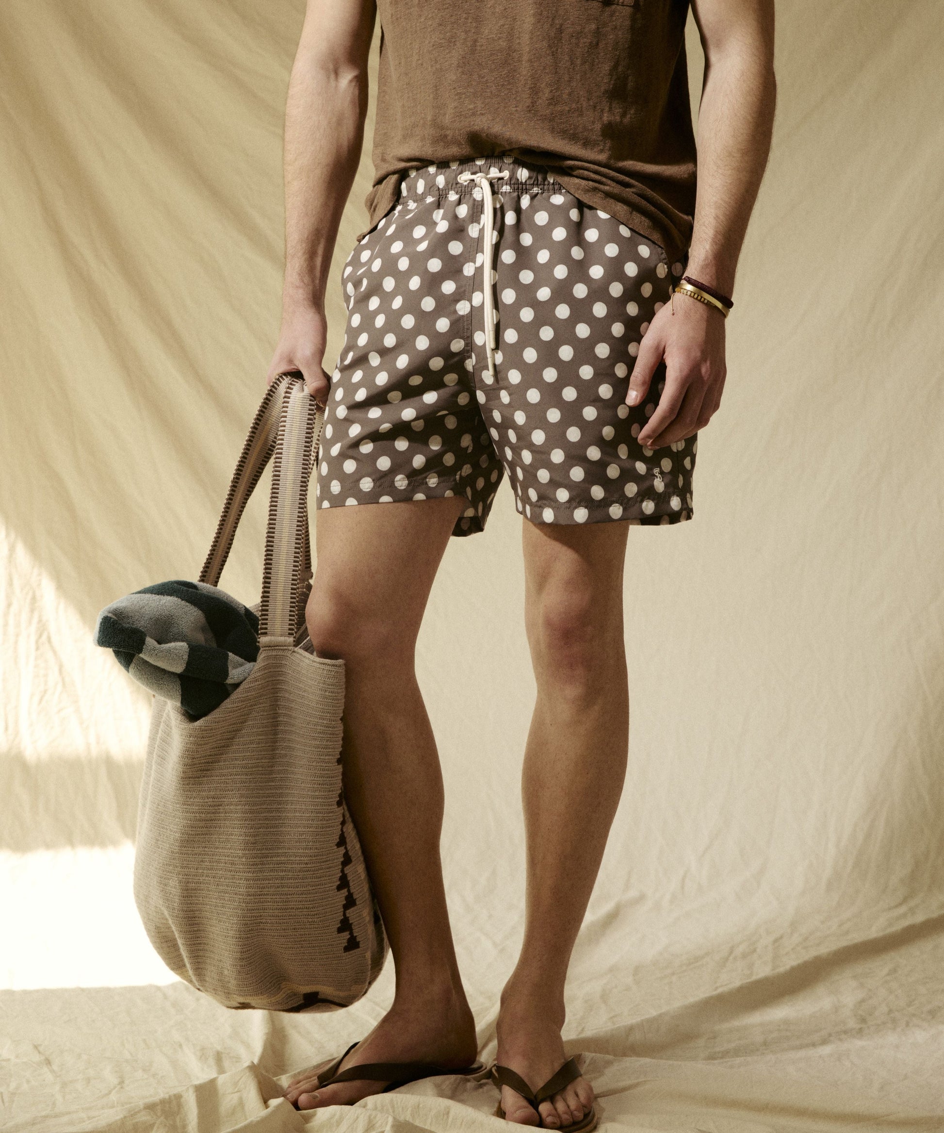 Todd Snyder 5" Montauk Swim Trunk Brown Dot