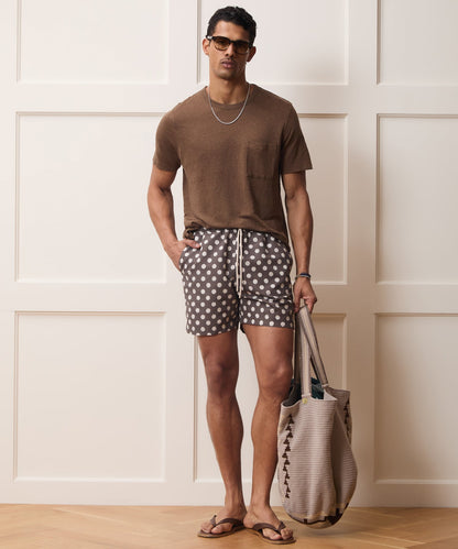 Todd Snyder 5" Montauk Swim Trunk Brown Dot