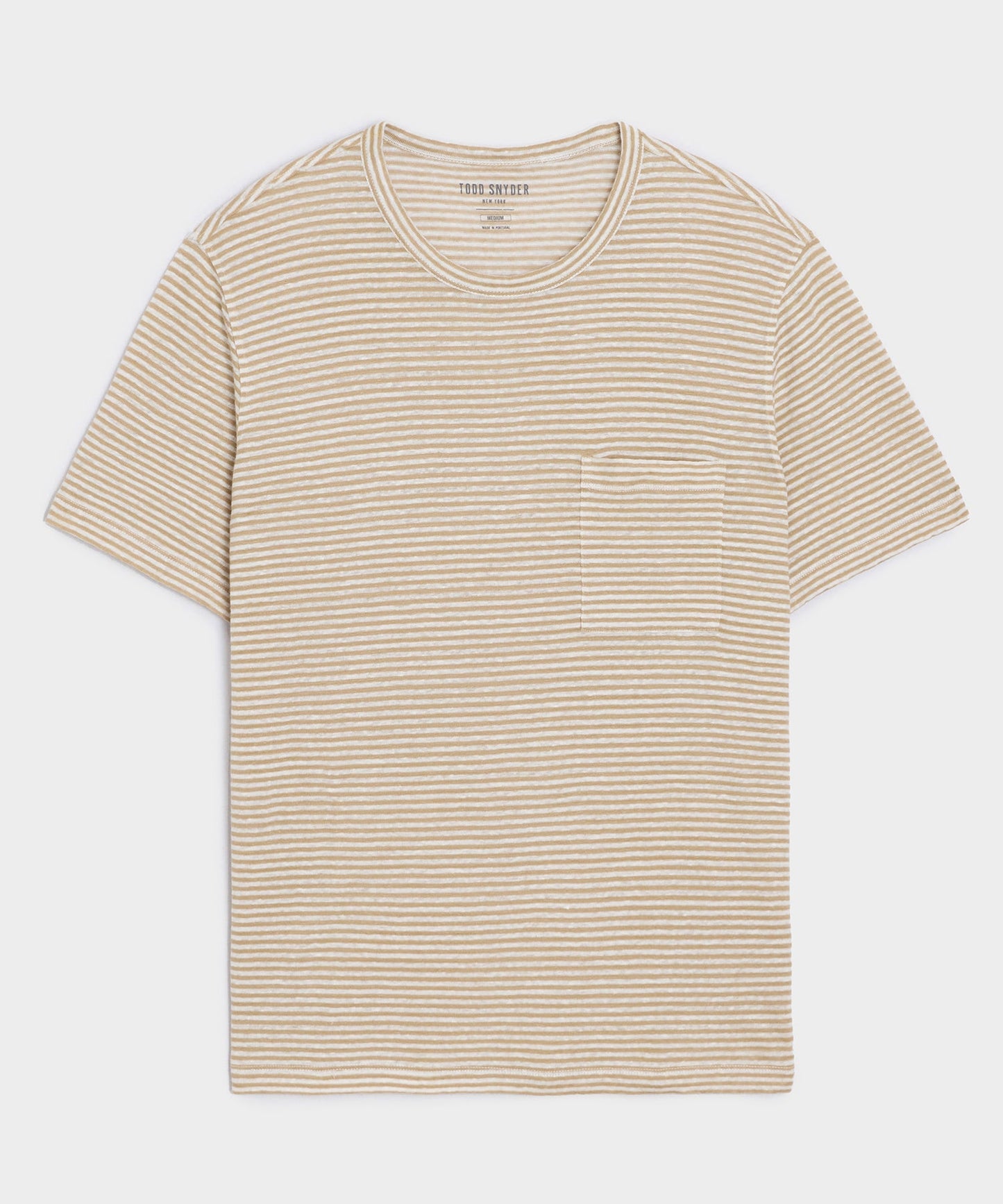 Todd Snyder Linen Pocket Tee in Beach Walk Stripe Beach Walk