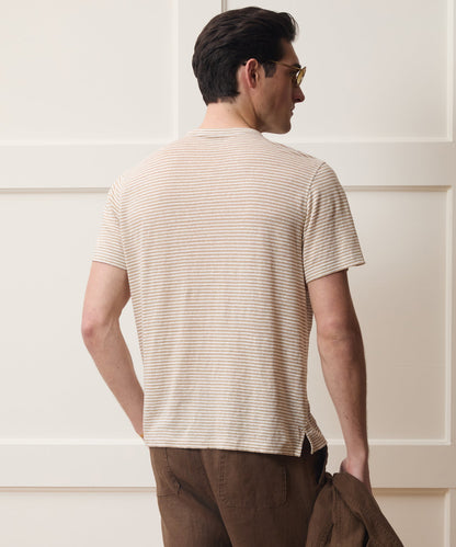 Todd Snyder Linen Pocket Tee in Beach Walk Stripe Beach Walk
