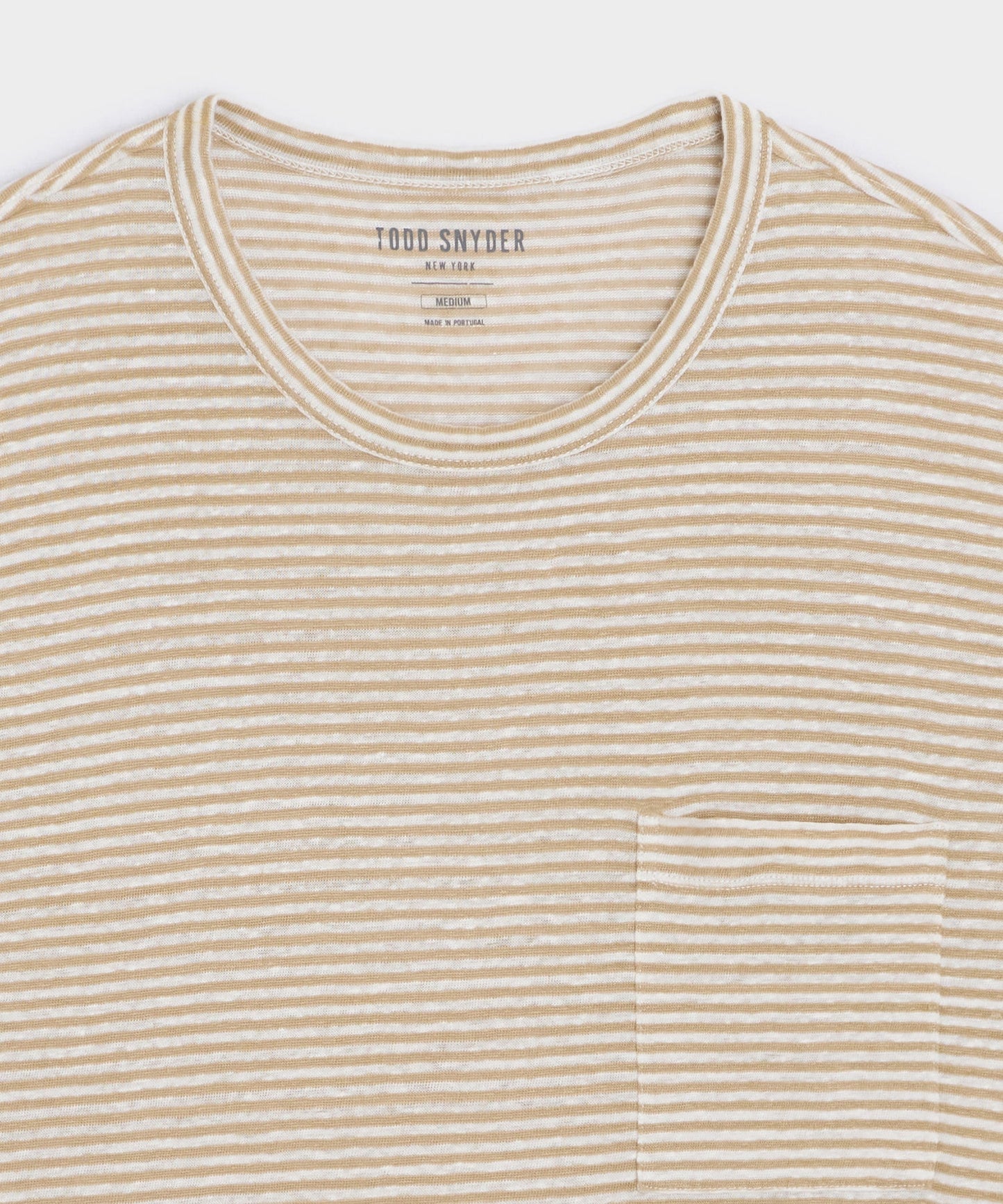 Todd Snyder Linen Pocket Tee in Beach Walk Stripe Beach Walk
