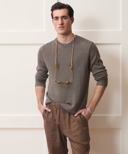 Todd Snyder Linen Crewneck Sweater in Weathered Timber Weathered Timber