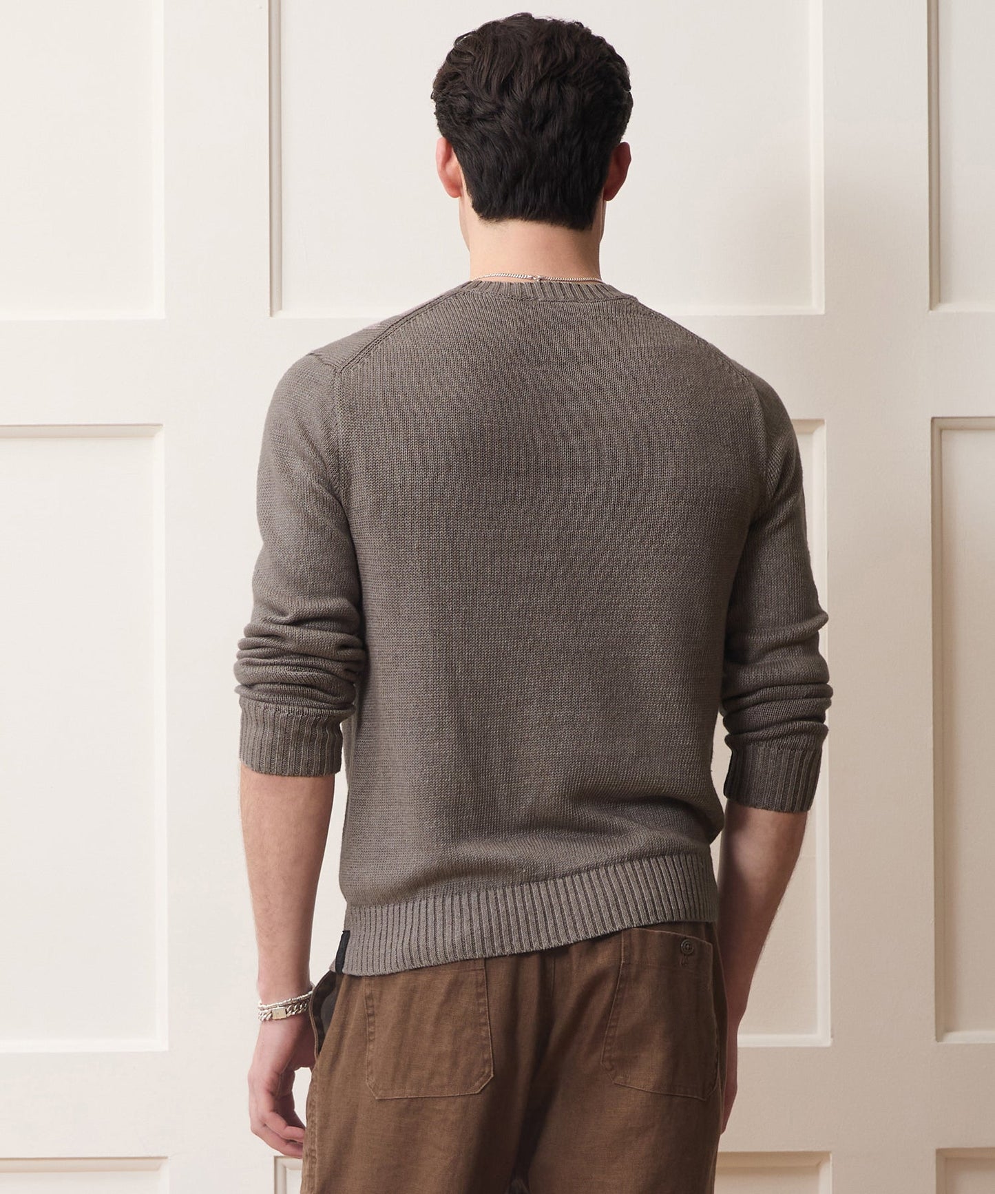 Todd Snyder Linen Crewneck Sweater in Weathered Timber Weathered Timber