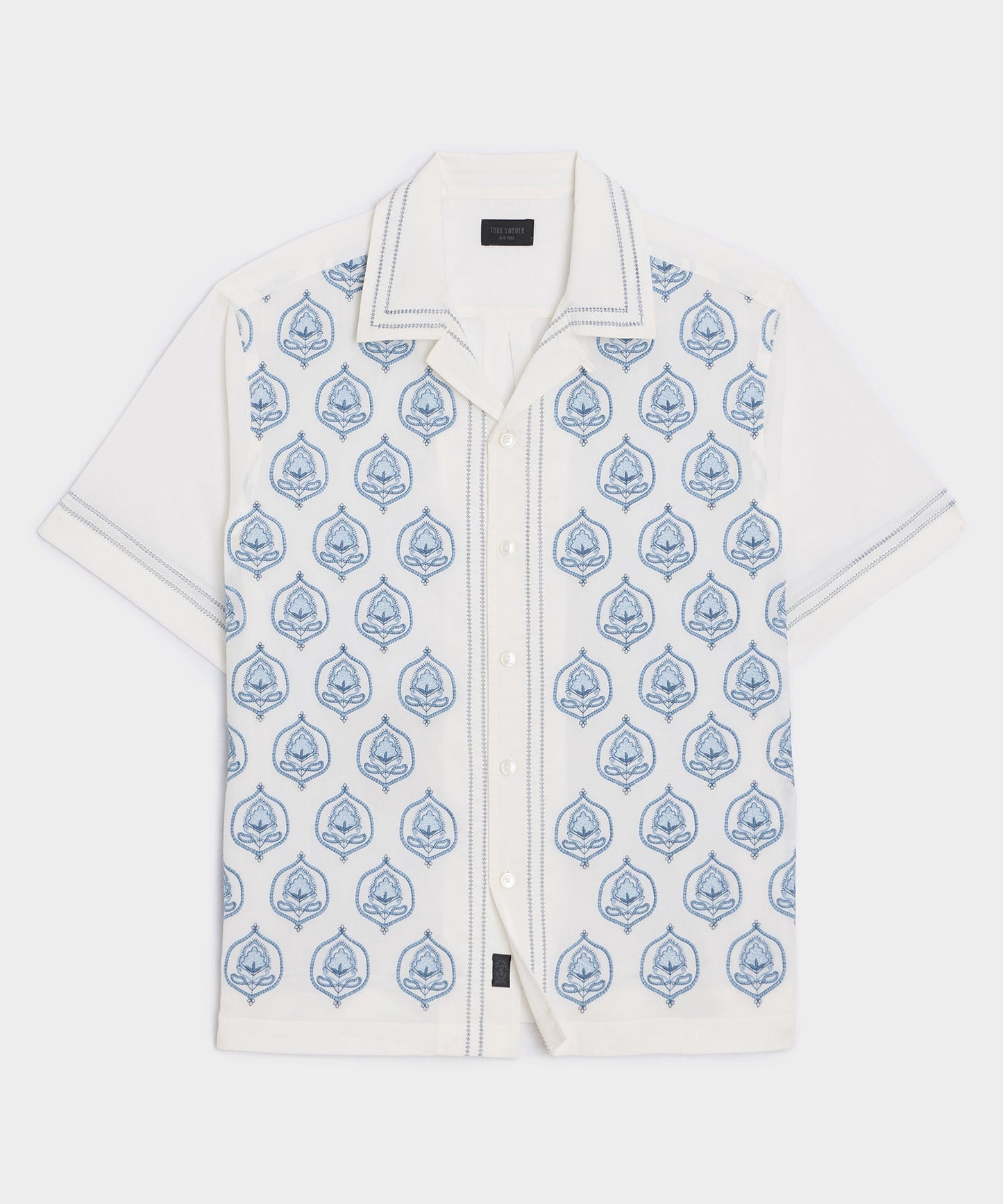 Todd Snyder Embroidered Capri Shirt in White Embroidery White