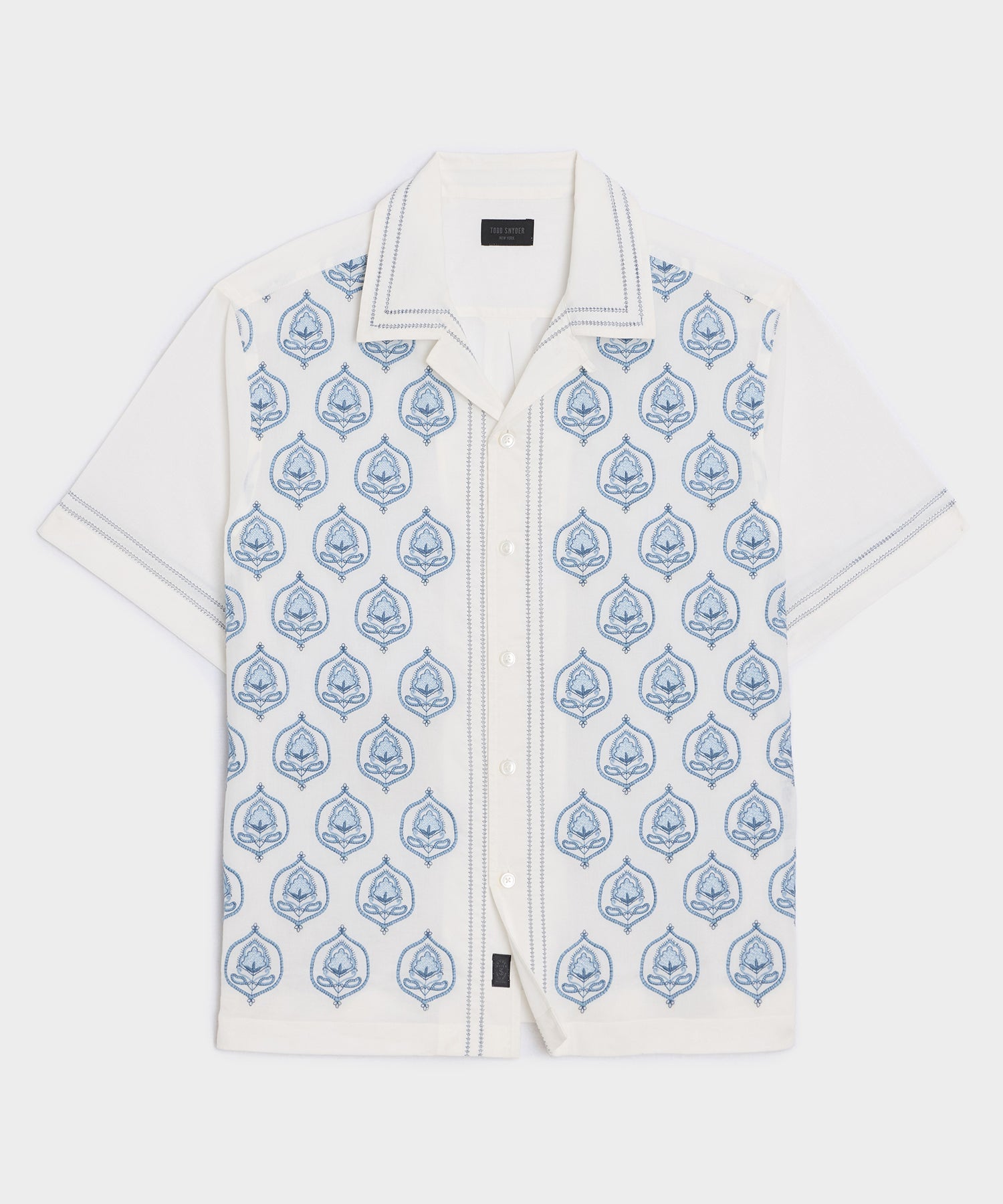 Todd Snyder Embroidered Capri Shirt in White Embroidery White
