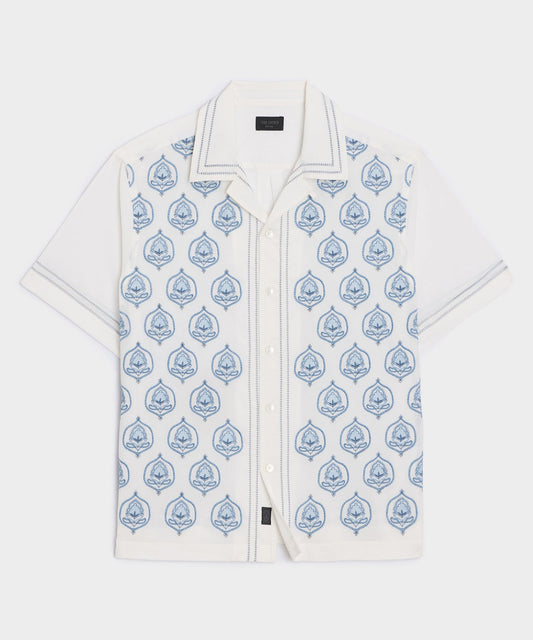 Todd Snyder Embroidered Capri Shirt in White Embroidery White