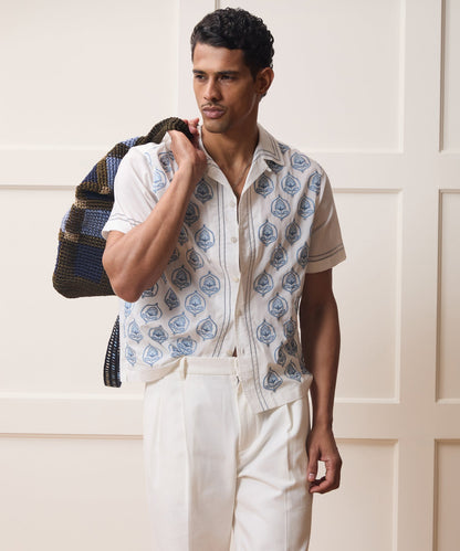 Todd Snyder Embroidered Capri Shirt in White Embroidery White