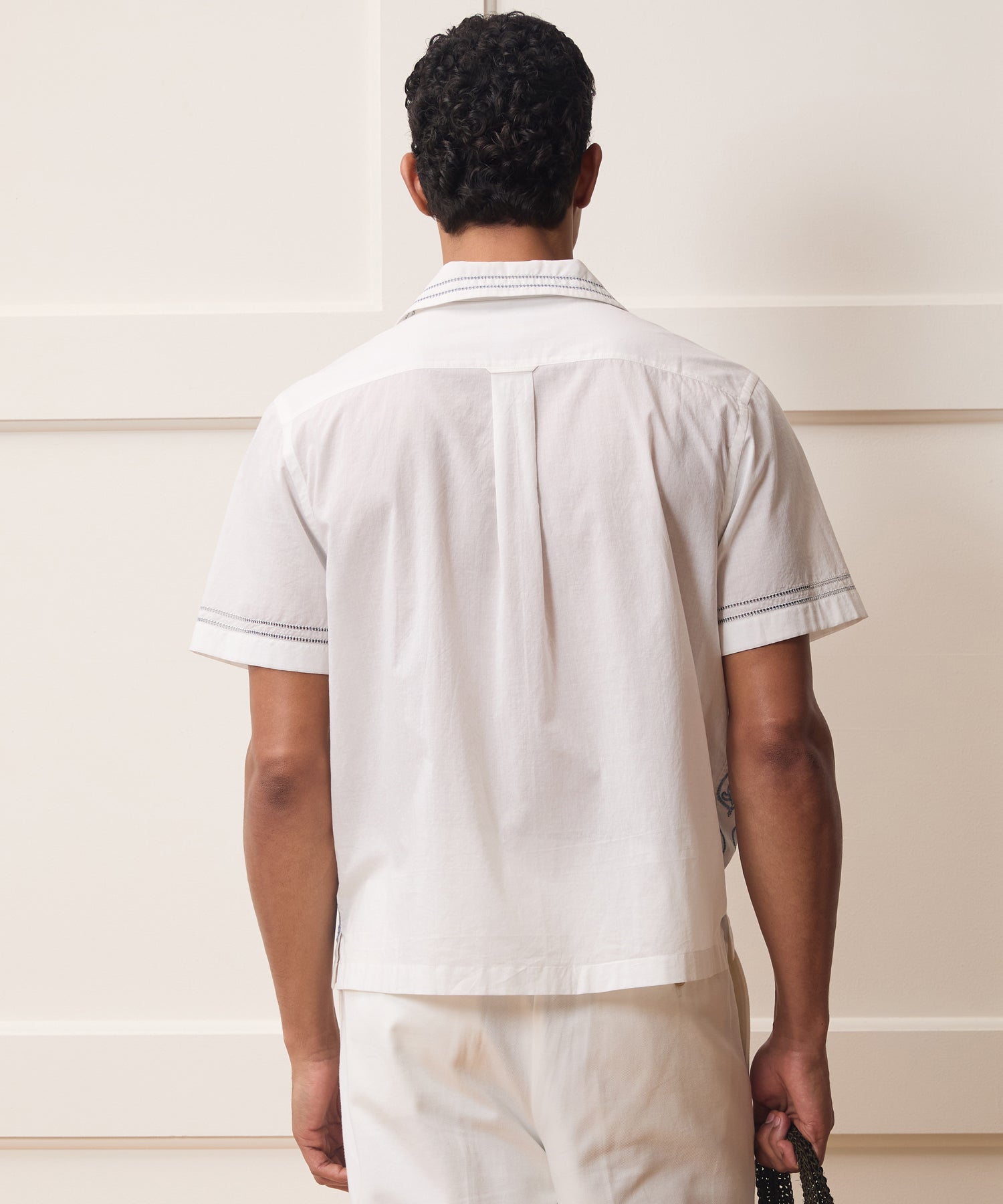 Todd Snyder Embroidered Capri Shirt in White Embroidery White