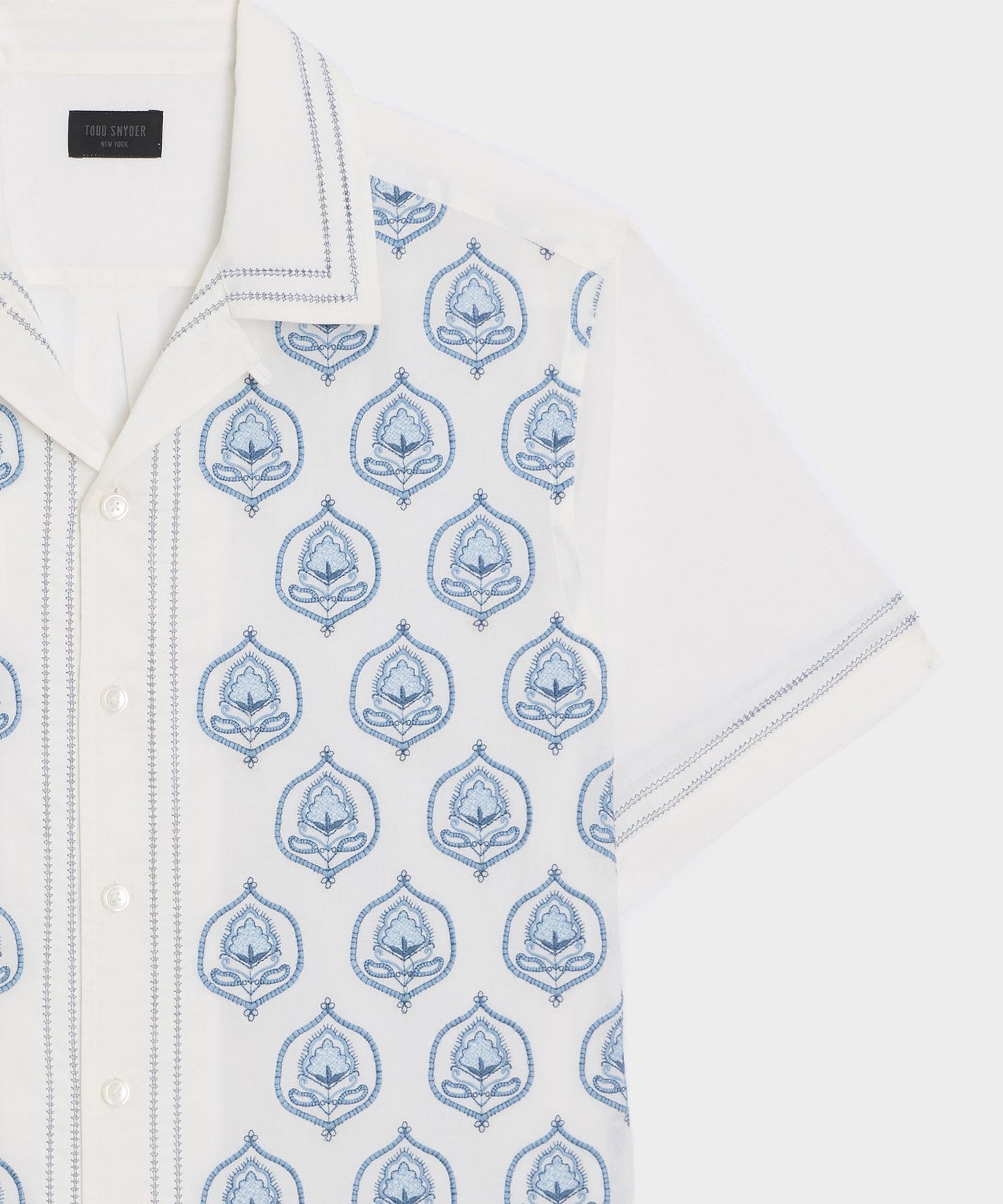 Todd Snyder Embroidered Capri Shirt in White Embroidery White