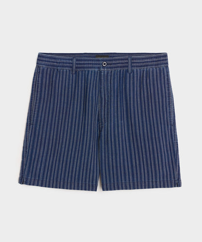 Todd Snyder 5" Cotton Beachcomber Short in Indigo Stripe Indigo