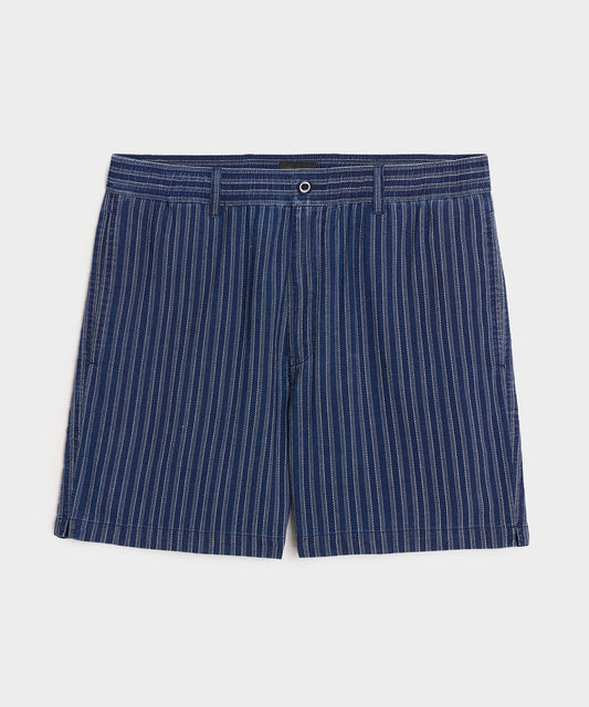 Todd Snyder 5" Cotton Beachcomber Short in Indigo Stripe Indigo