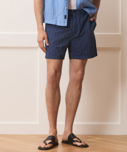 Todd Snyder 5" Cotton Beachcomber Short in Indigo Stripe Indigo