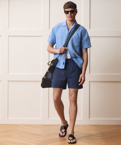 Todd Snyder 5" Cotton Beachcomber Short in Indigo Stripe Indigo