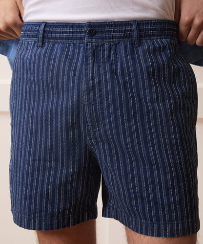 Todd Snyder 5" Cotton Beachcomber Short in Indigo Stripe Indigo