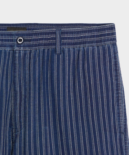 Todd Snyder 5" Cotton Beachcomber Short in Indigo Stripe Indigo