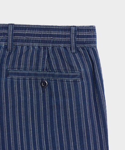 Todd Snyder 5" Cotton Beachcomber Short in Indigo Stripe Indigo