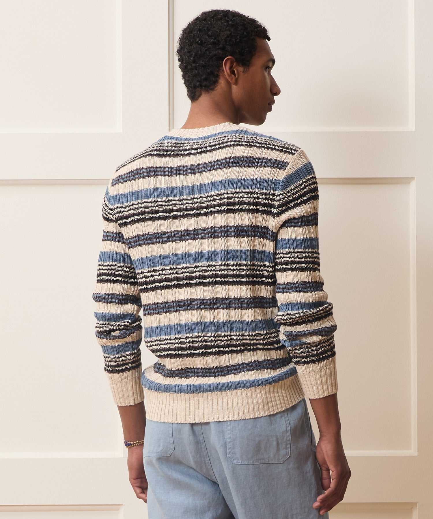 Todd Snyder Linen Crewneck Sweater in Smoked Cobalt Smoked Cobalt