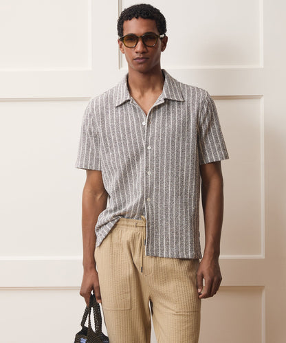 Todd Snyder Italian Bouclé Cabana Shirt in Tan Tan