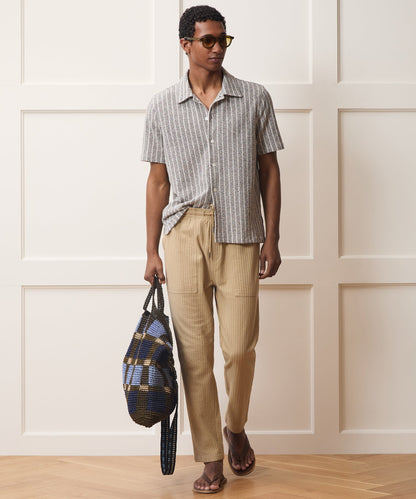Todd Snyder Italian Bouclé Cabana Shirt in Tan Tan