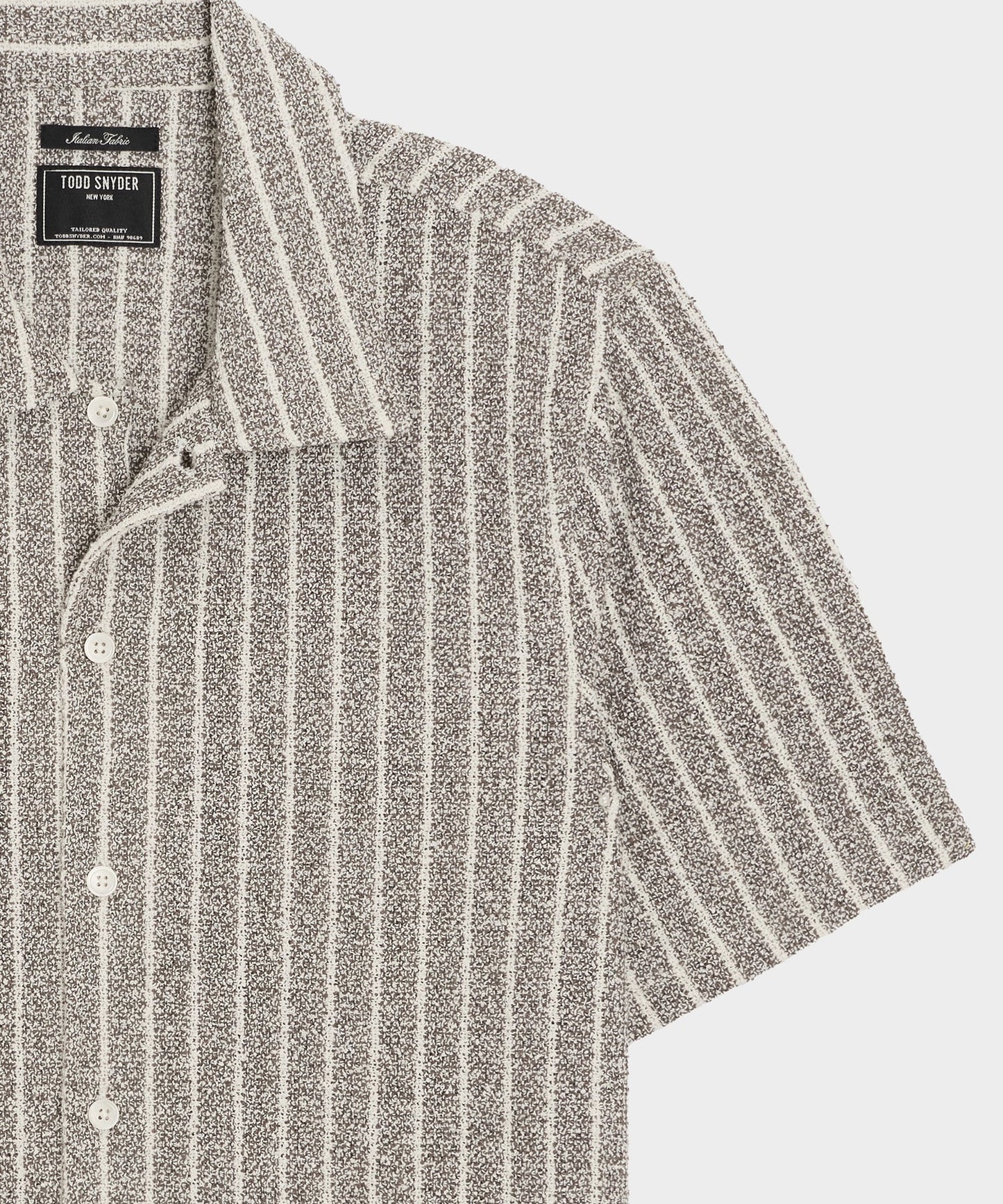 Todd Snyder Italian Bouclé Cabana Shirt in Tan Tan