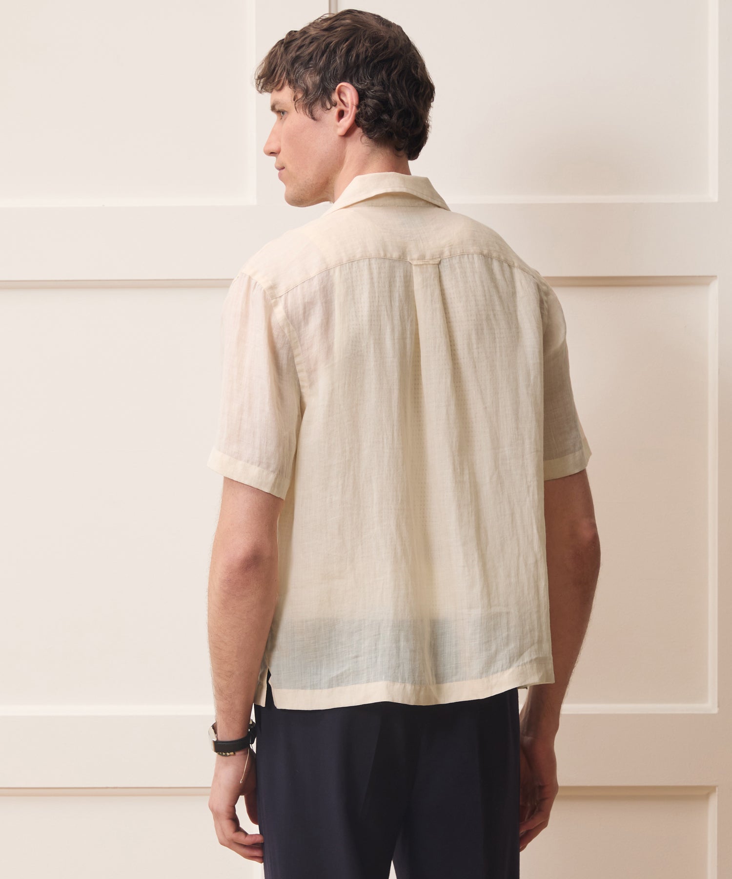 Todd Snyder Embroidered Voile Capri Shirt in Beige Embroidery Beige