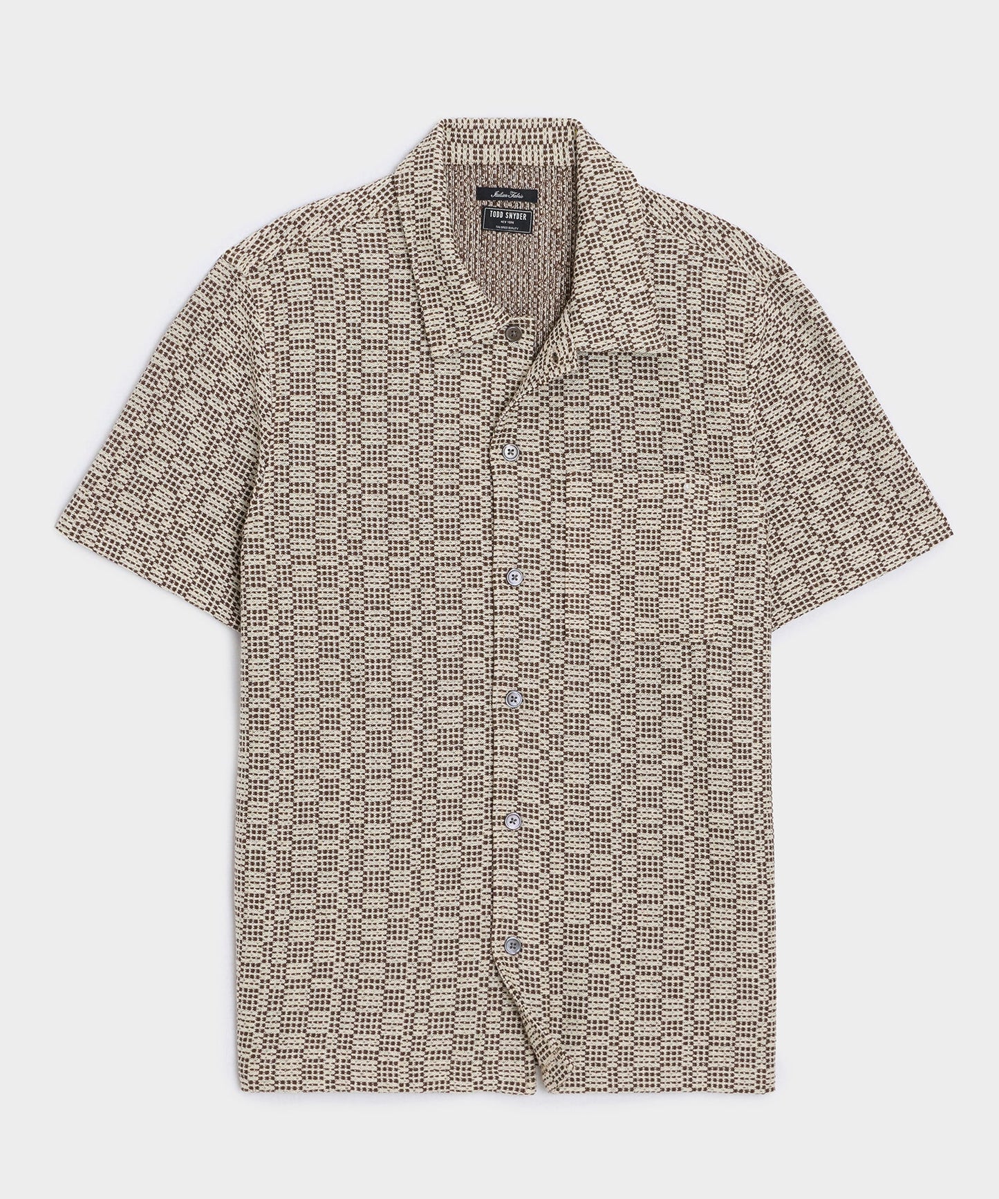 Todd Snyder Italian Crosshatch Knit Shirt in Brown Pattern Brown