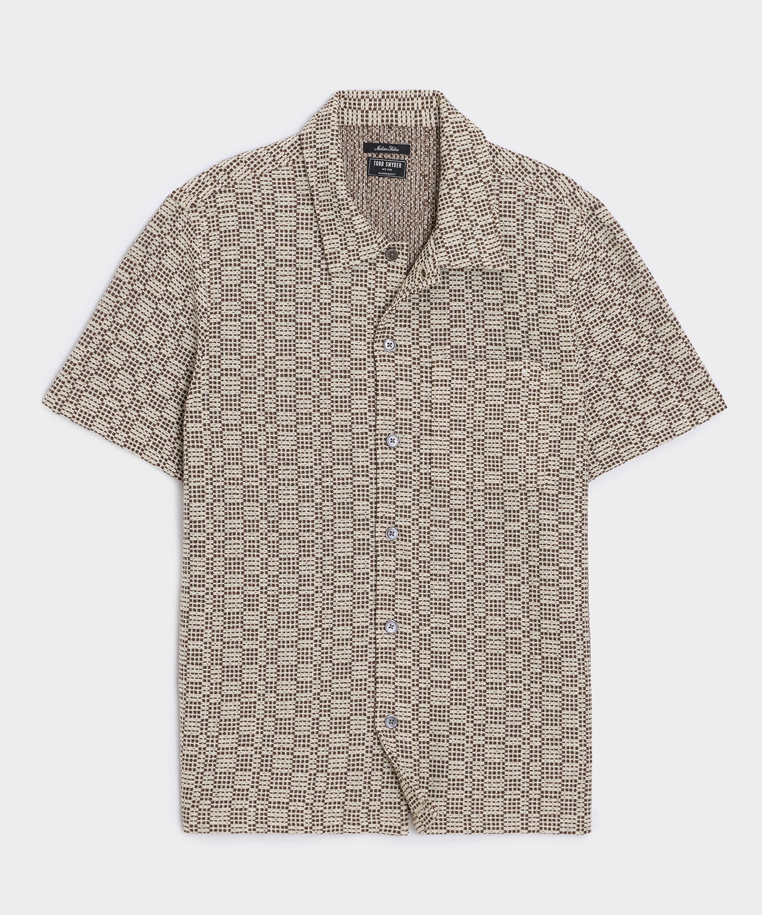 Todd Snyder Italian Crosshatch Knit Shirt in Brown Pattern Brown
