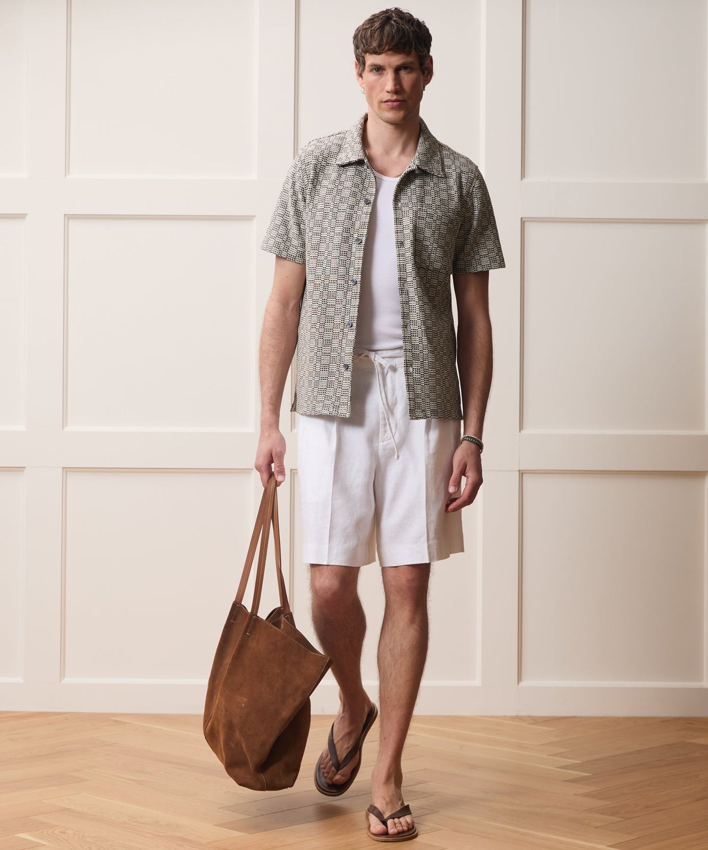 Todd Snyder Italian Crosshatch Knit Shirt in Brown Pattern Brown