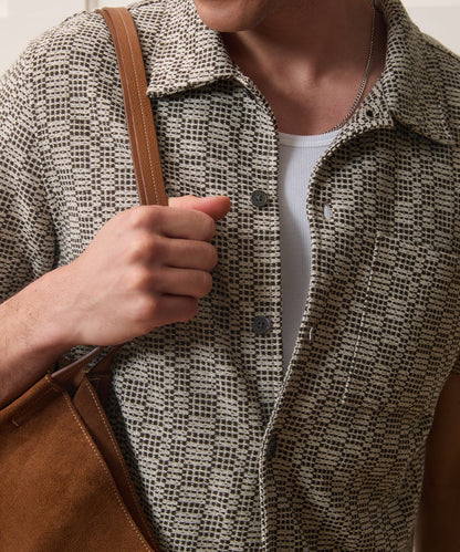 Todd Snyder Italian Crosshatch Knit Shirt in Brown Pattern Brown