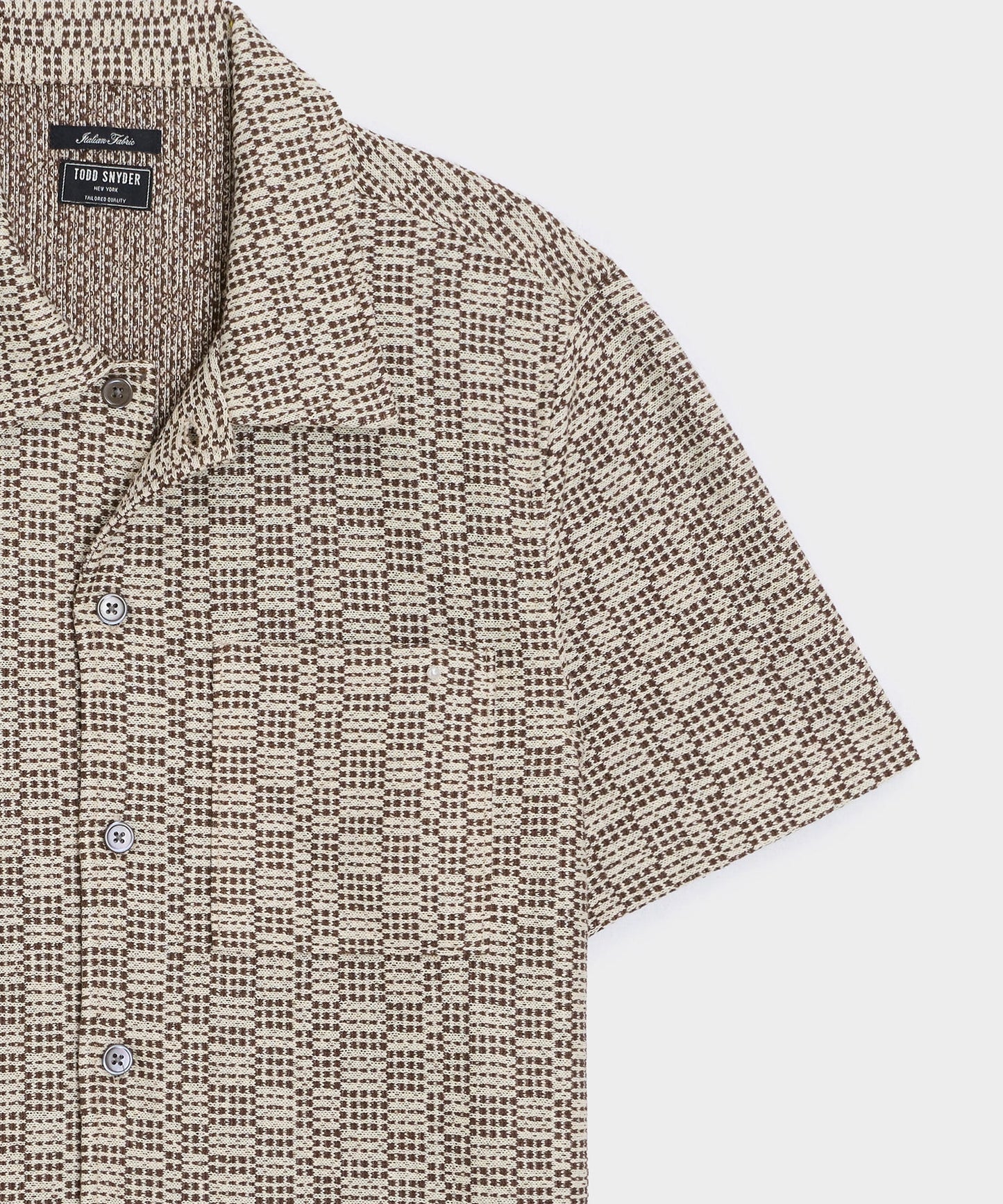 Todd Snyder Italian Crosshatch Knit Shirt in Brown Pattern Brown