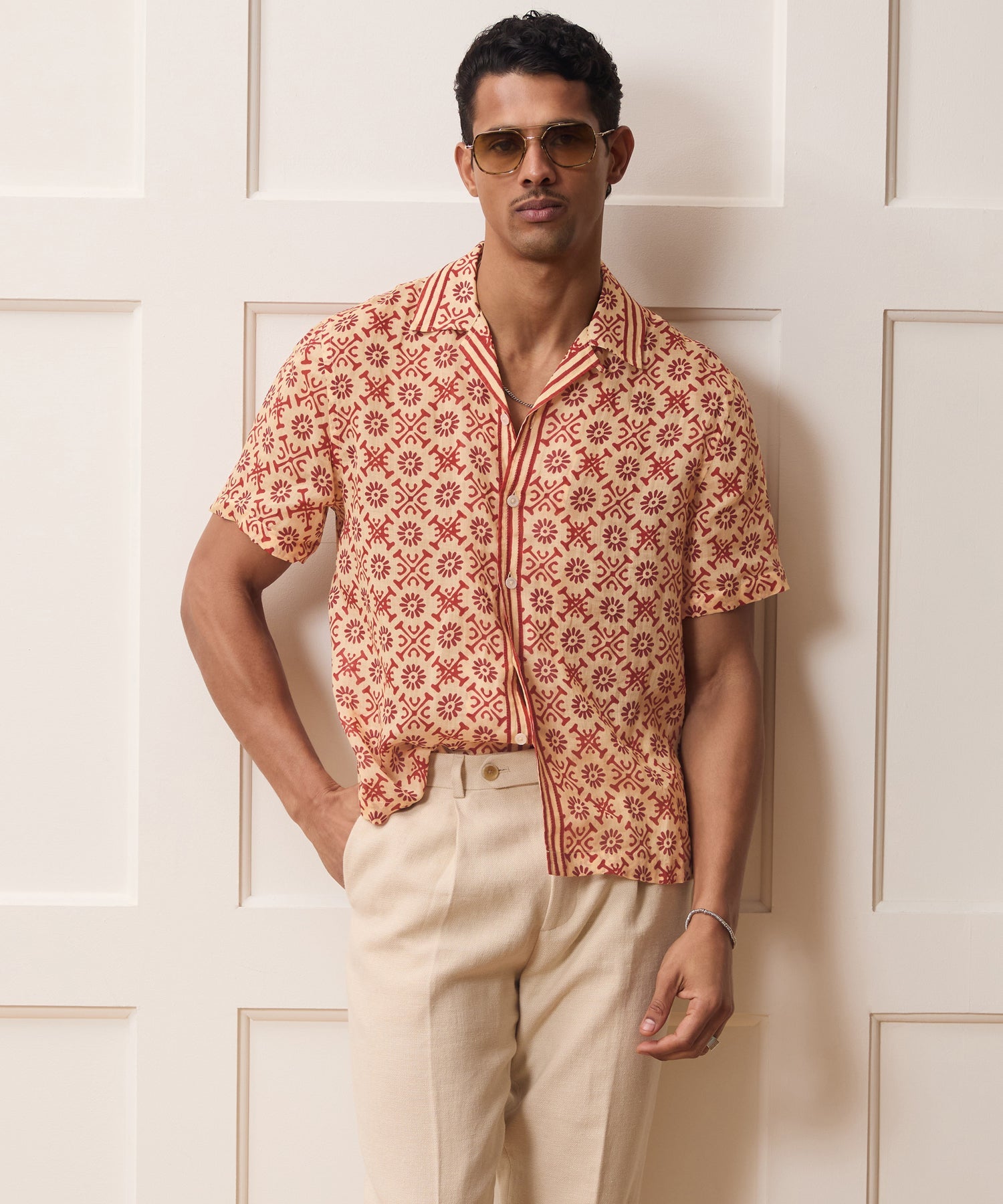 Todd Snyder Batik Capri Shirt in Beige Beige