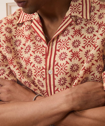 Todd Snyder Batik Capri Shirt in Beige Beige