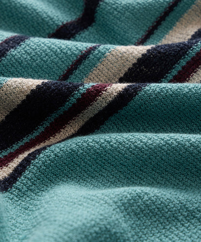 Todd Snyder Clemente Sweater Polo in Blue Ridge Stripe Blue Ridge