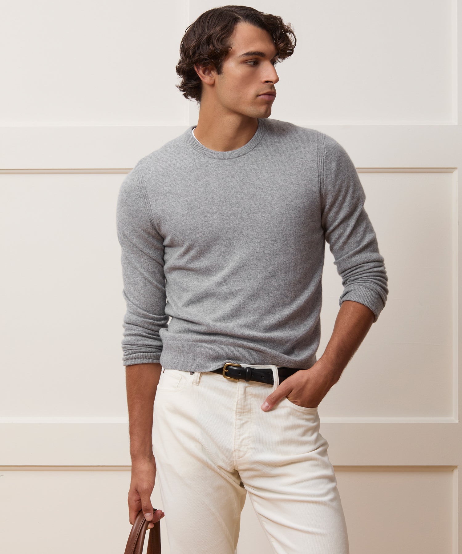 Todd Snyder Midweight Cashmere Crewneck in Gray Heather Grey Heather