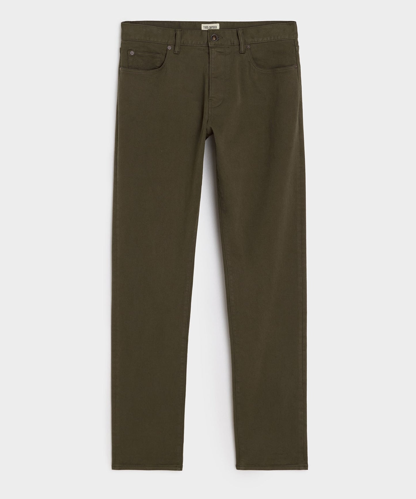 Todd Snyder Slim Garment-Dyed 5-Pocket Chino in Olive Vine Olive Vine