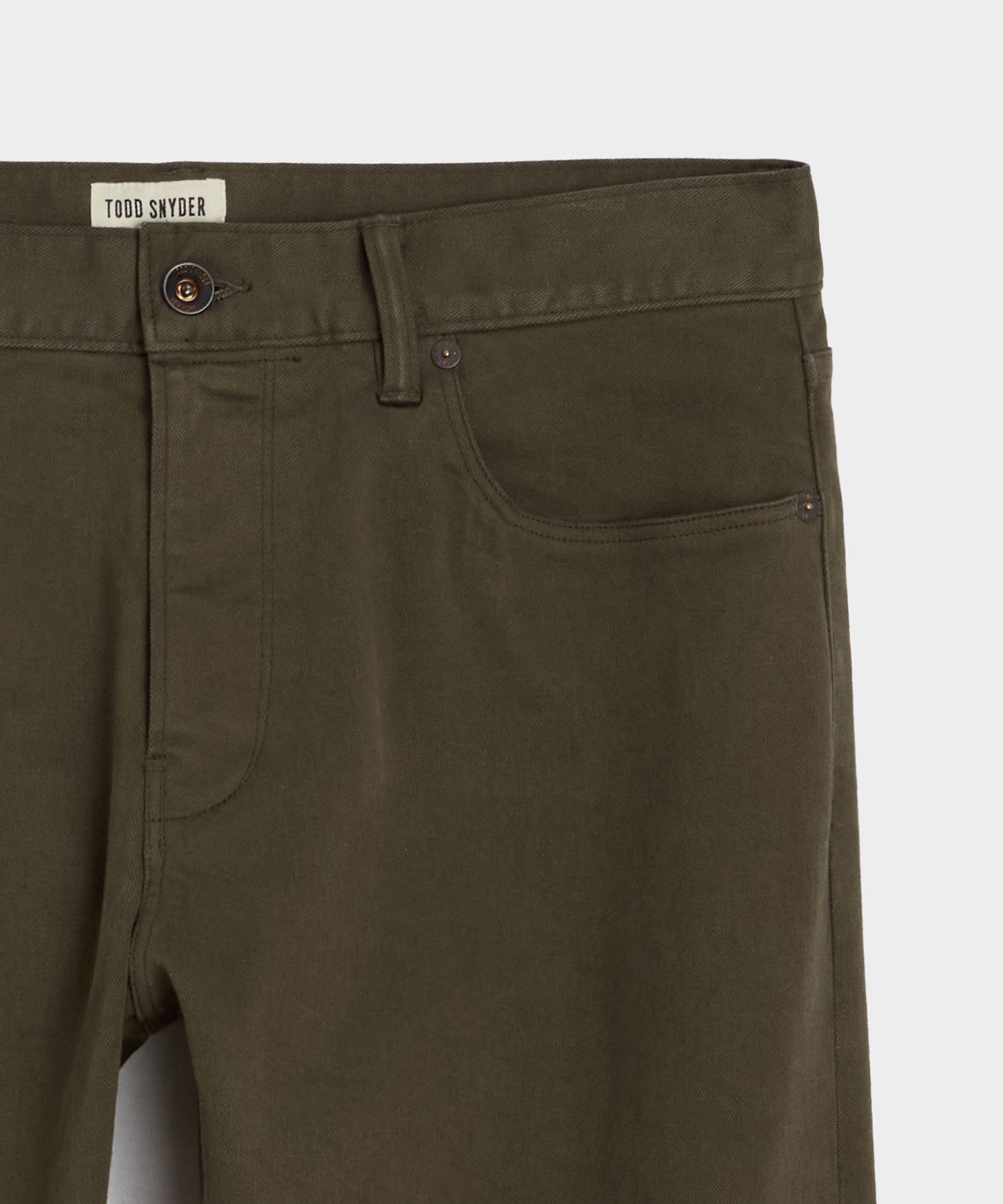 Todd Snyder Slim Garment-Dyed 5-Pocket Chino in Olive Vine Olive Vine