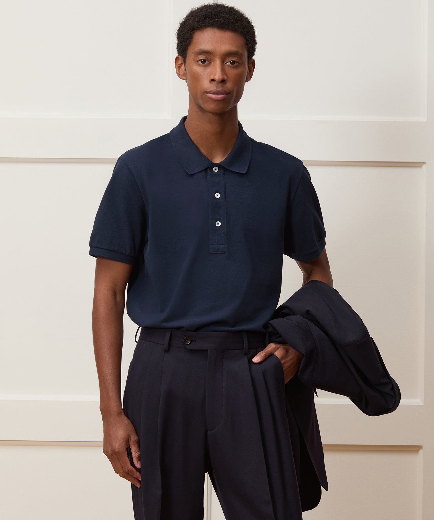 Todd Snyder Cotton Pique Polo in Classic Navy Classic Navy