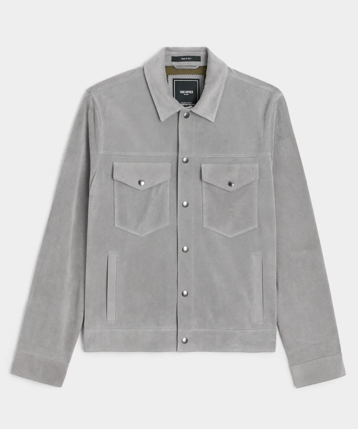 Todd Snyder Italian Suede Snap Dylan Jacket in Light Grey Light Grey